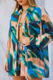 Abstract Print Chiffon Shirt - InTheStyle