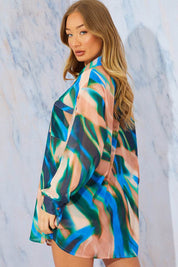 Abstract Print Chiffon Shirt - InTheStyle