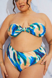 Abstract Print High Waist High Leg Bikini Bottom - InTheStyle