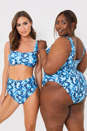 Abstract Print High Waisted Bikini Bottoms - InTheStyle