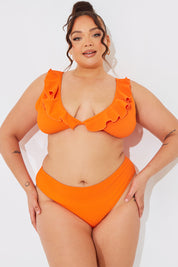 Sculpt and Control Crinkle Frill Bikini Top