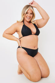 Halterneck Bikini Top With Gold Detail