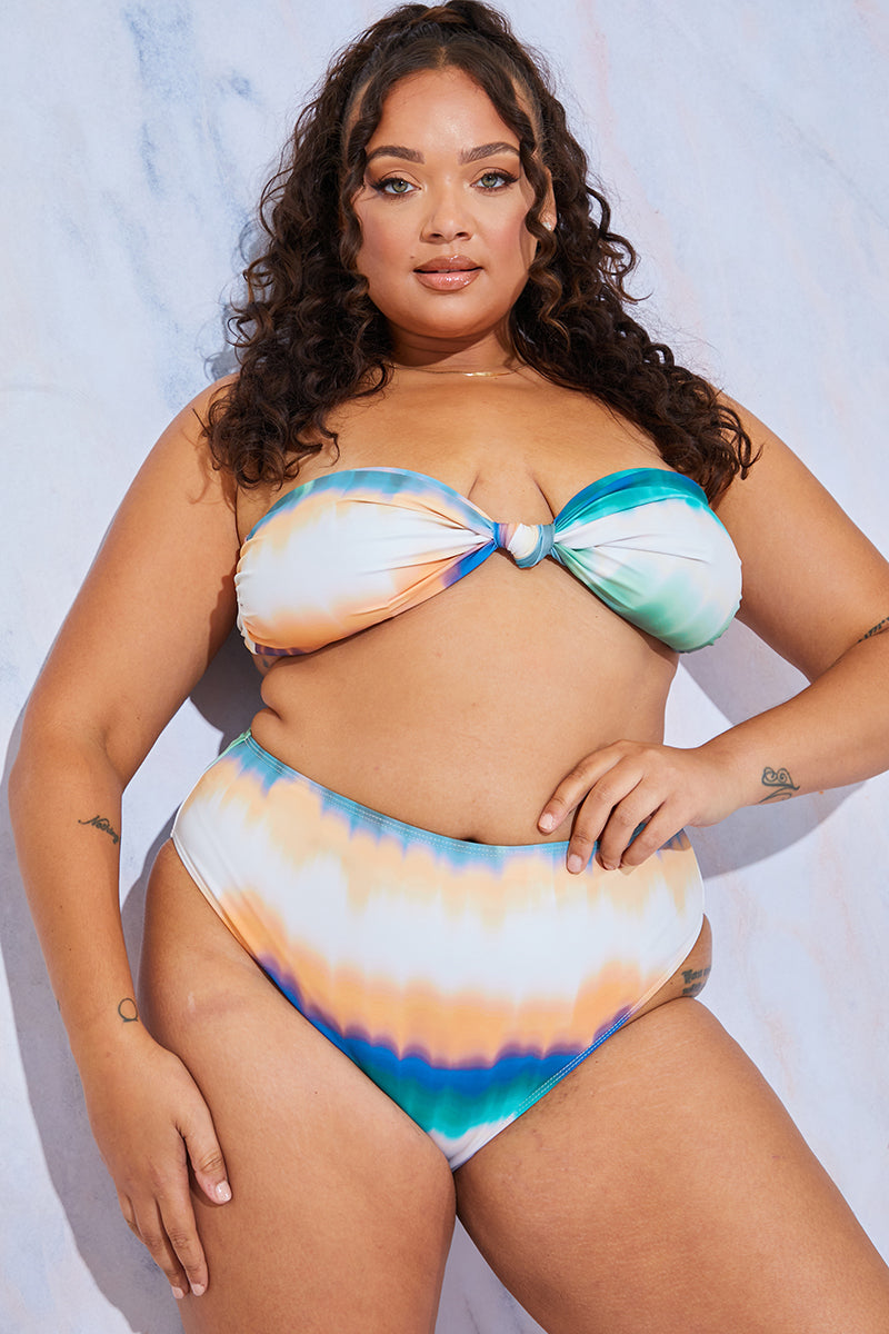 Ombre Print High Leg Bikini Bottoms