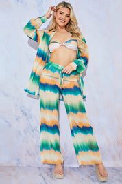 Ombre Wide Leg Elastic Waist Trousers