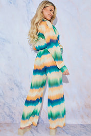 Ombre Wide Leg Elastic Waist Trousers