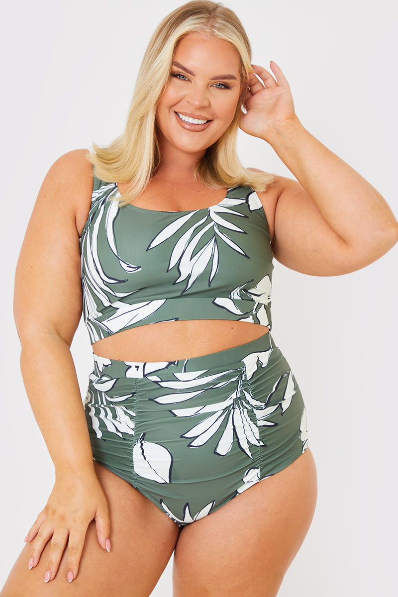 Floral Print Scoop Neck Bikini Top
