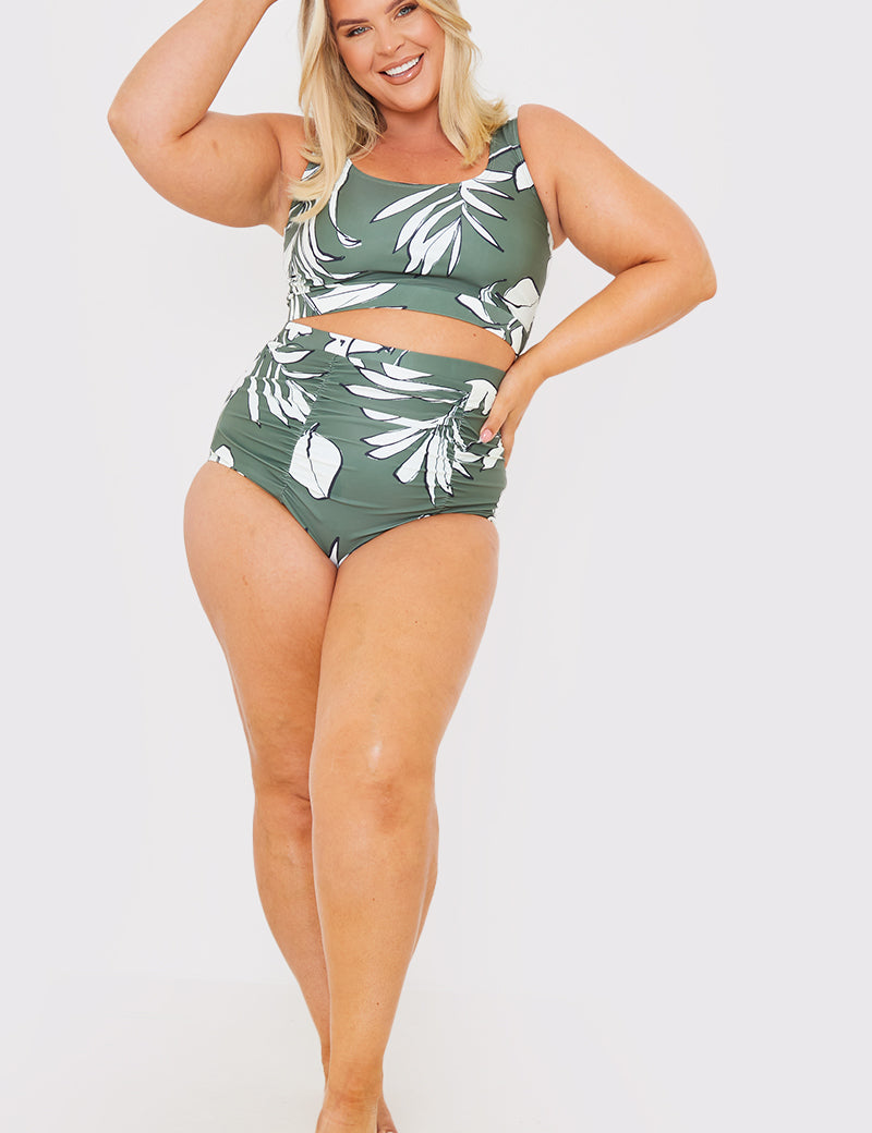 Floral Print Scoop Neck Bikini Top