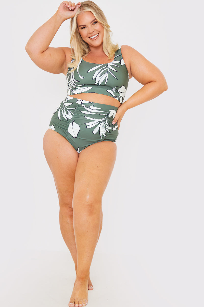 Floral Print Scoop Neck Bikini Top