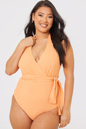 Textured Wrap Swimsuit