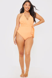 Textured Wrap Swimsuit