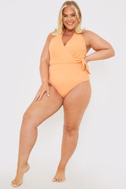 Textured Wrap Swimsuit