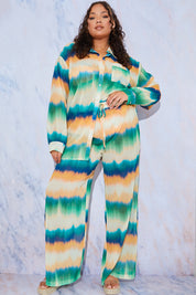 Ombre Wide Leg Elastic Waist Trousers