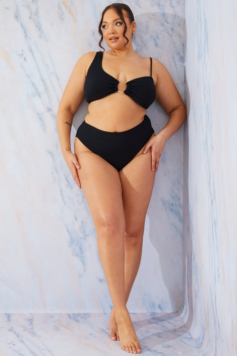 Crinkle High Leg Bikini Bottoms