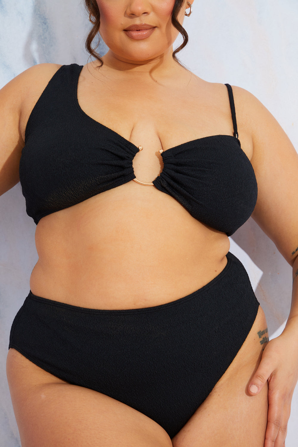 Crinkle High Leg Bikini Bottoms
