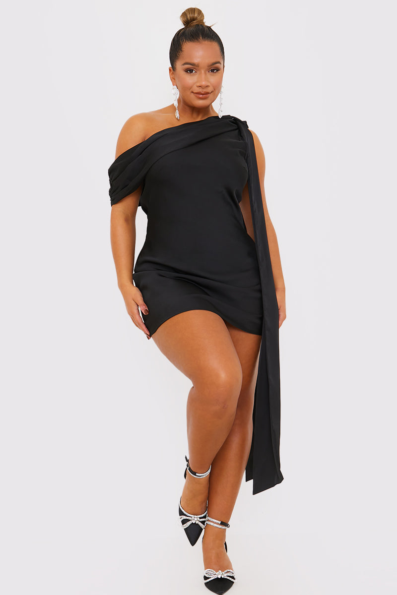 Satin Asymmetric Neckline Mini Dress InTheStyle Satin Asymmetric Neckline Mini Dress InTheStyle