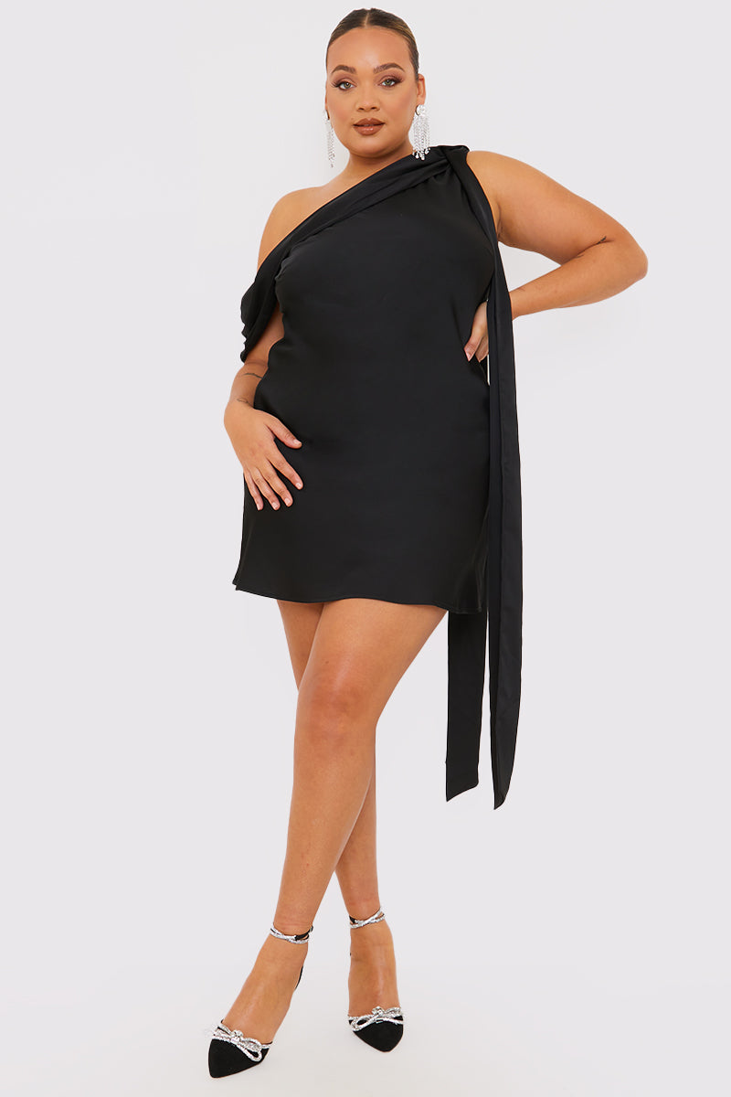Satin Asymmetric Neckline Mini Dress InTheStyle Satin Asymmetric Neckline Mini Dress InTheStyle