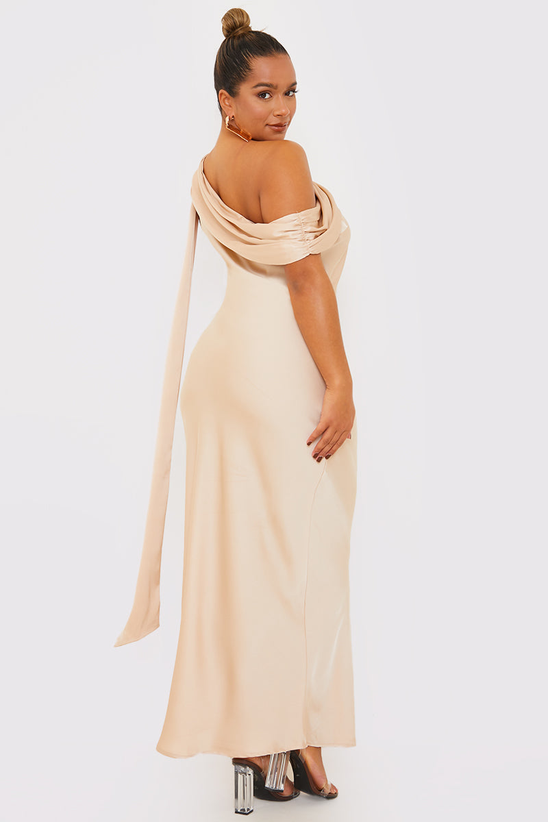 Asymmetric Draped Neckline Maxi Dress InTheStyle Asymmetric Draped Neckline Maxi Dress InTheStyle