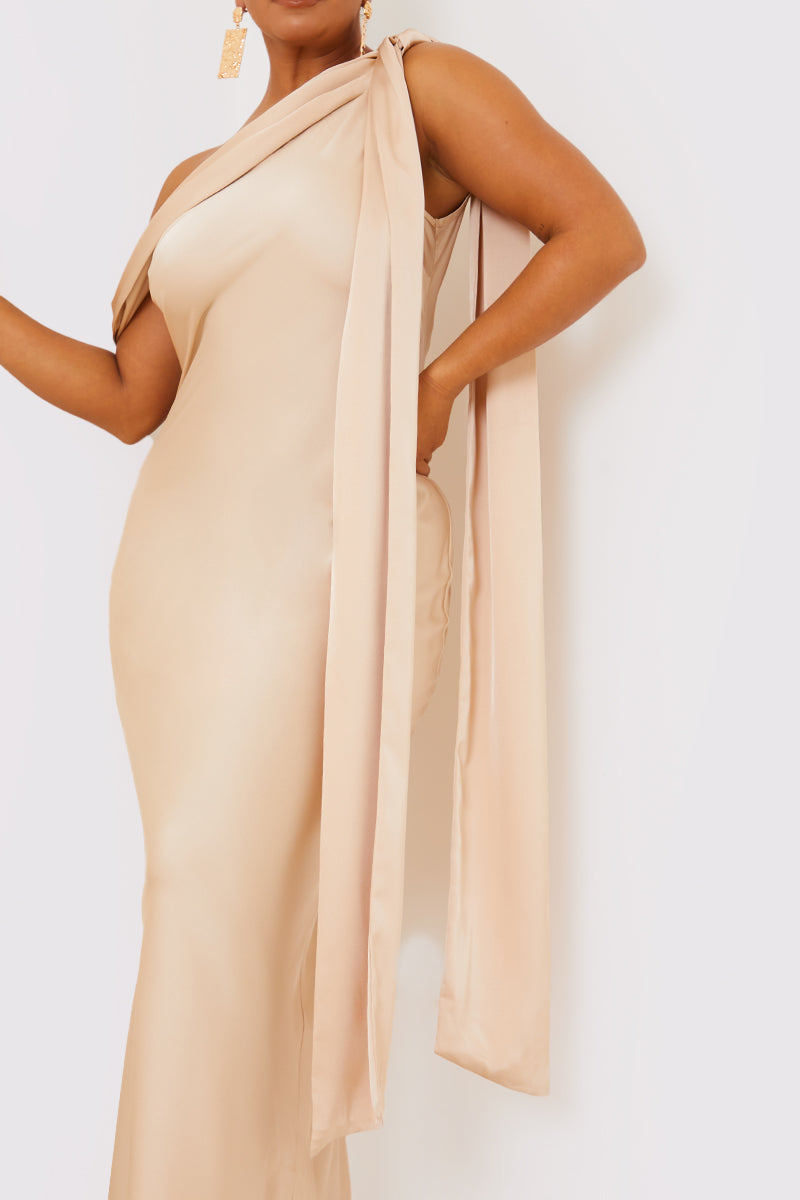 Asymmetric Draped Neckline Maxi Dress InTheStyle Asymmetric Draped Neckline Maxi Dress InTheStyle