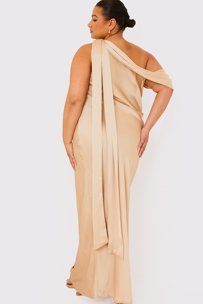 asymmetric draped neckline maxi dress Asymmetric Draped Neckline Maxi Dress