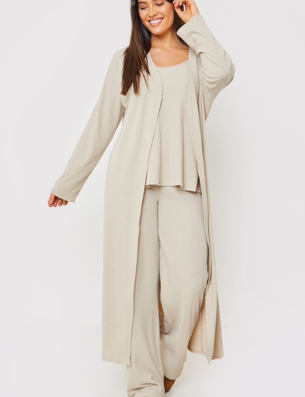 Longline Brushed Rib Cardigan