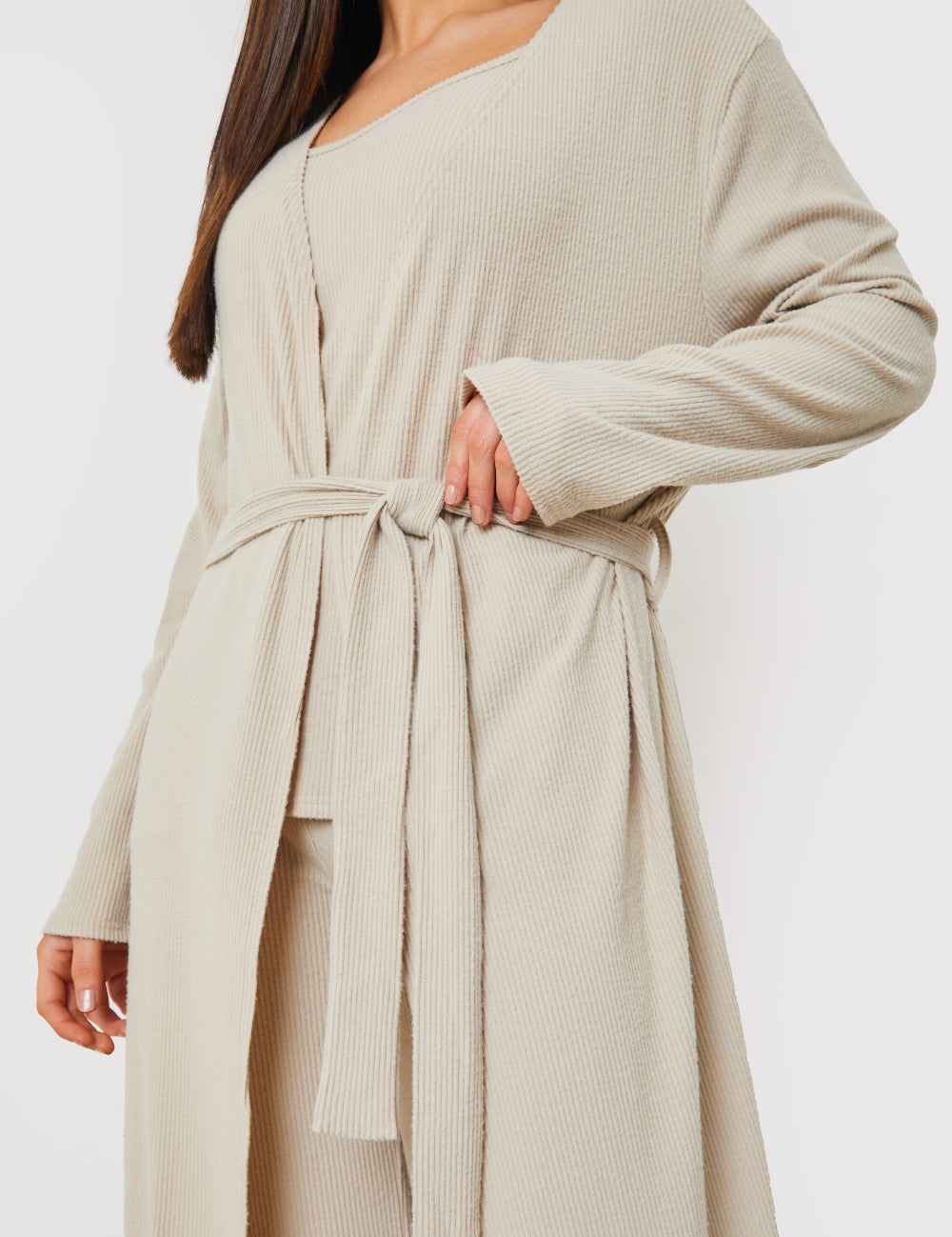 Longline Brushed Rib Cardigan