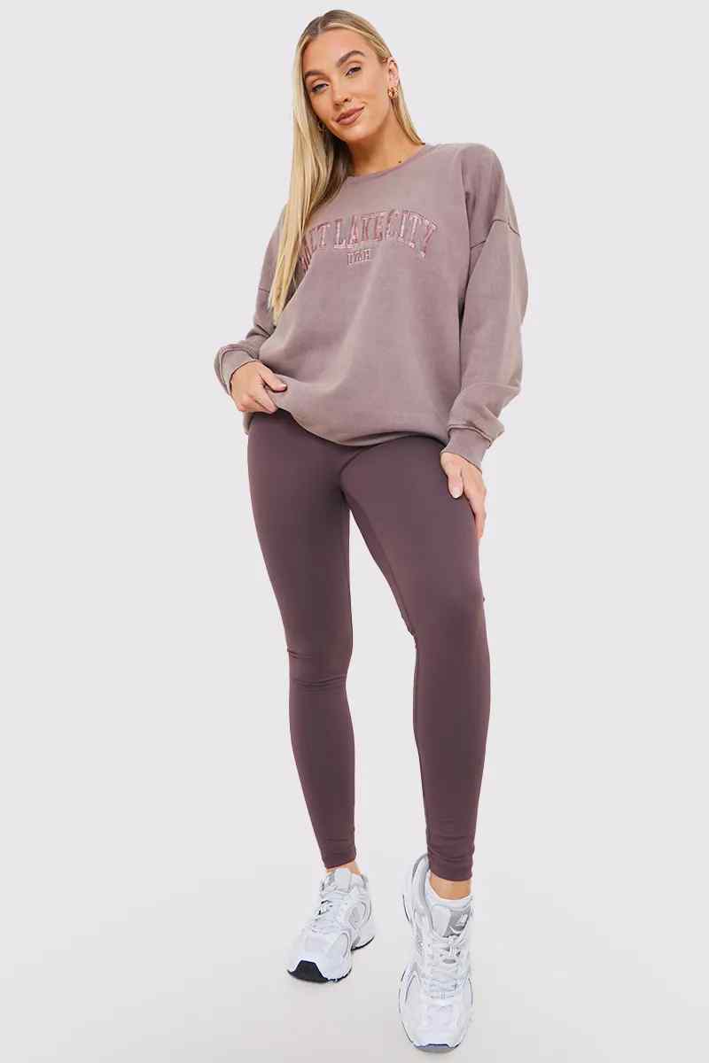 'Salt Lake City' Acid Wash Slogan Sweater