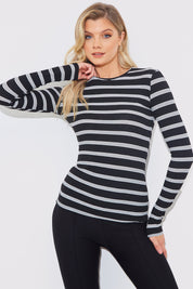 Striped Ribbed Long Sleeve Top