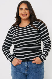 Striped Ribbed Long Sleeve Top