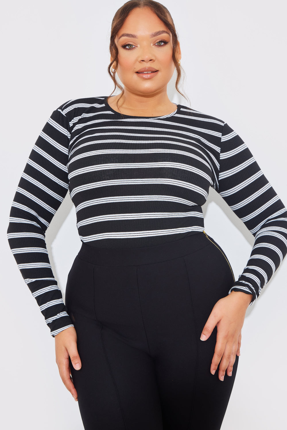 Striped Ribbed Long Sleeve Top