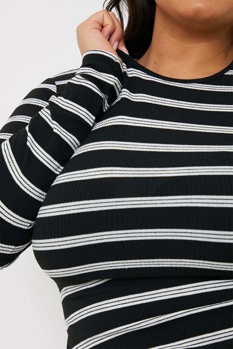 Striped Ribbed Long Sleeve Top