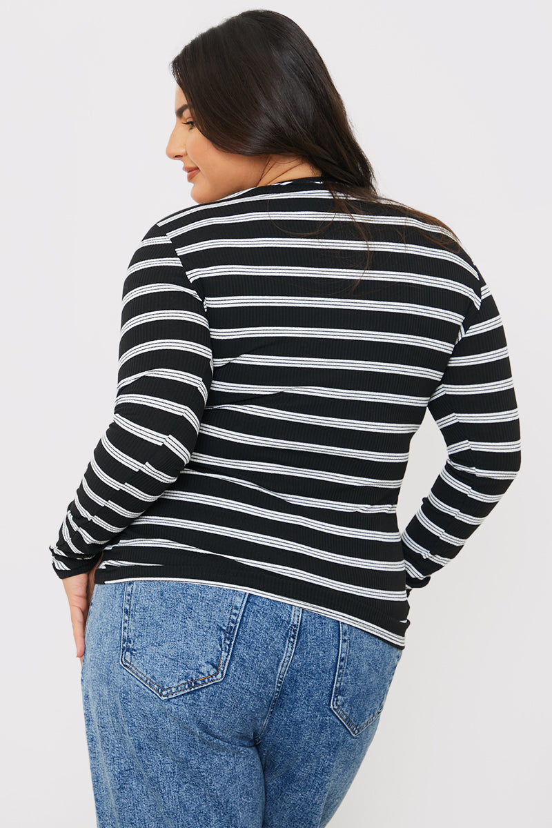 Striped Ribbed Long Sleeve Top