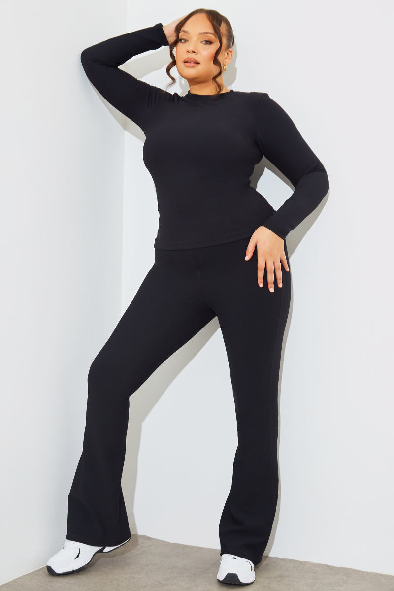 Crew Neck Long Sleeve Rib Top