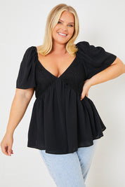 Crochet Front Peplum Top