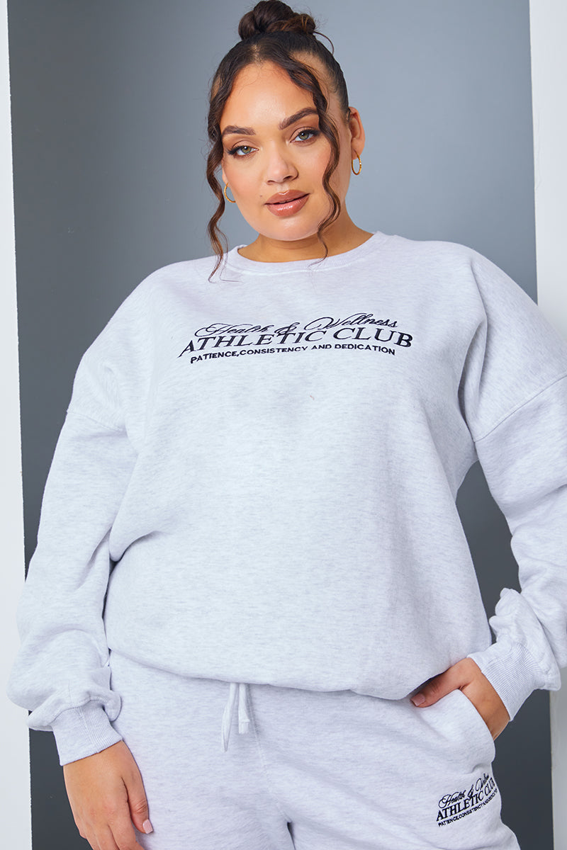 'Athletic Club' Slogan Oversized Sweater
