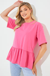 Peplum Hem Dropped Shoulder Tshirt