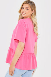 Peplum Hem Dropped Shoulder Tshirt
