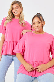 Peplum Hem Dropped Shoulder Tshirt