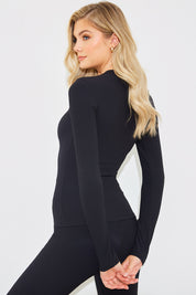 Crew Neck Long Sleeve Rib Top