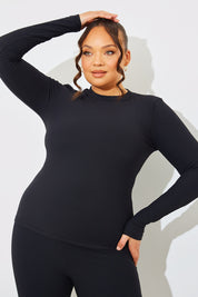 Crew Neck Long Sleeve Rib Top