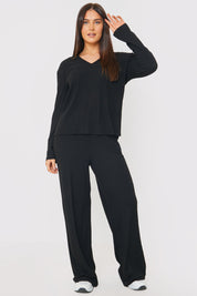 Rib V Neck Lounge Top