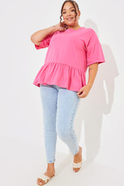 Peplum Hem Dropped Shoulder Tshirt
