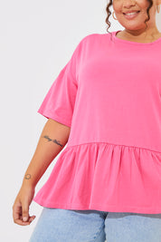 Peplum Hem Dropped Shoulder Tshirt