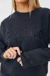 'Colorado' Acid Wash Slogan Sweater - InTheStyle