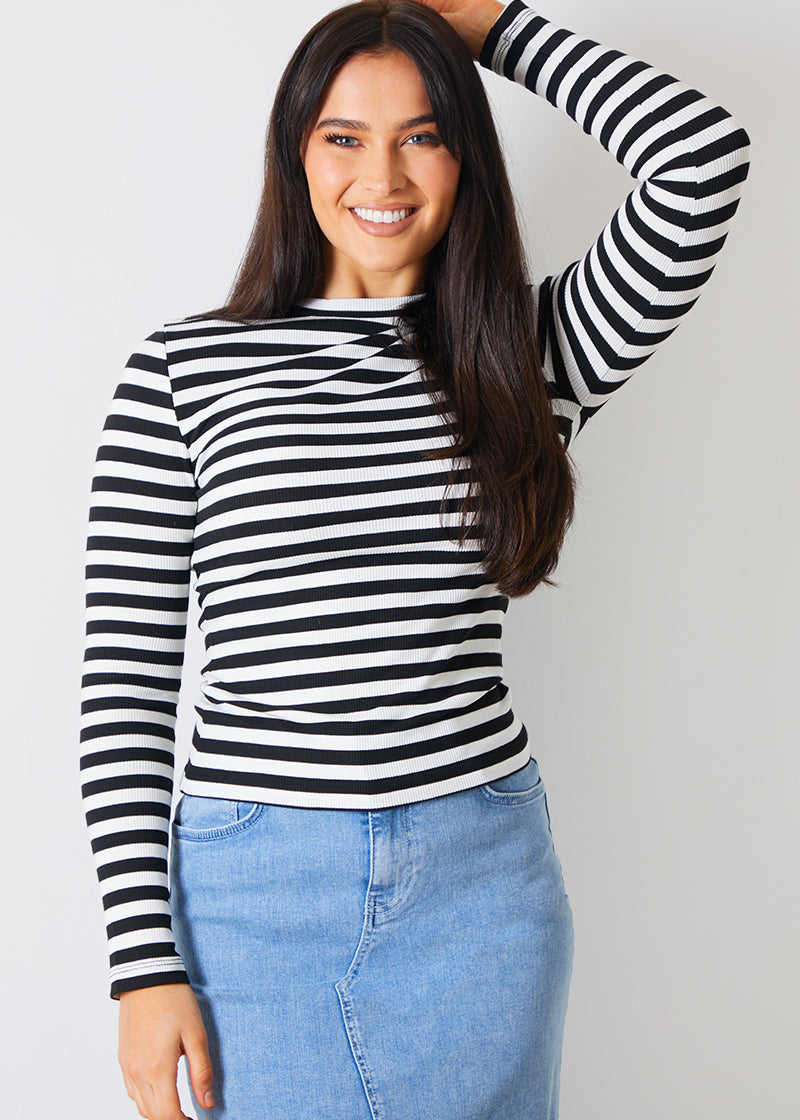 Striped Ribbed Long Sleeve Top
