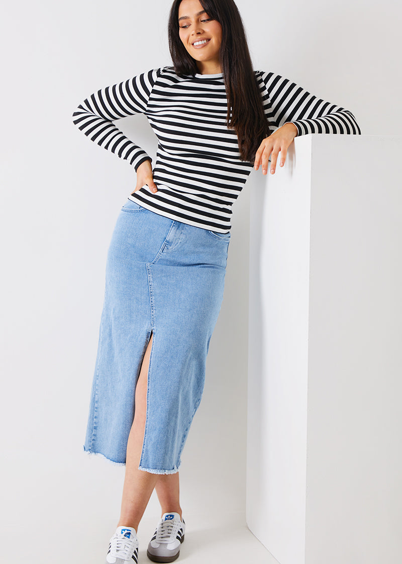 Striped Ribbed Long Sleeve Top