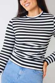 Striped Ribbed Long Sleeve Top