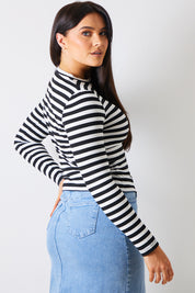 Striped Ribbed Long Sleeve Top