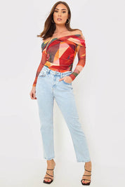 Abstract Twist Detail Mesh Bodysuit - InTheStyle