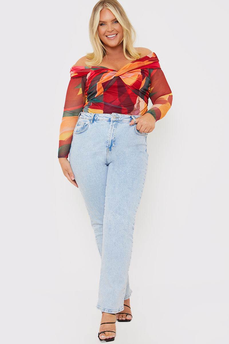 Abstract Twist Detail Mesh Bodysuit - InTheStyle