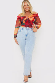 Abstract Twist Detail Mesh Bodysuit - InTheStyle